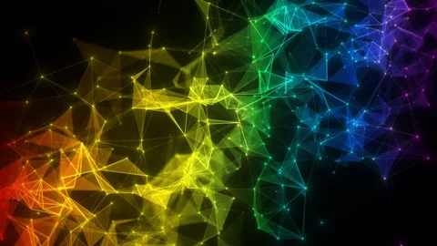 Abstract Background colorful iridescent rainbow polygon Digital Data Network Stock Footage 113348664