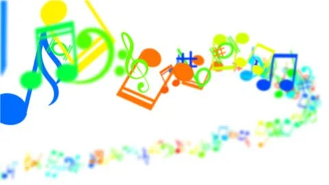 Abstract Background with Colorful Music notes. Stock Illustration