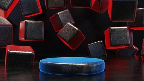 Abstract background colorful object podium gaming concept, 3D illustration .. Stock-Illustration
