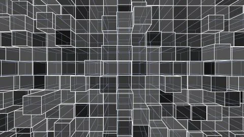 Abstract background of colorful outline cubes Ilustración de archivo