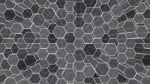 Abstract background of colorful outline hexagons Ilustración de archivo