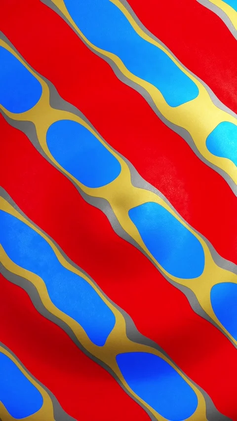 Abstract background of colorful, overlapping prints on red fabric. Vertical.. Stock Footage 229460178