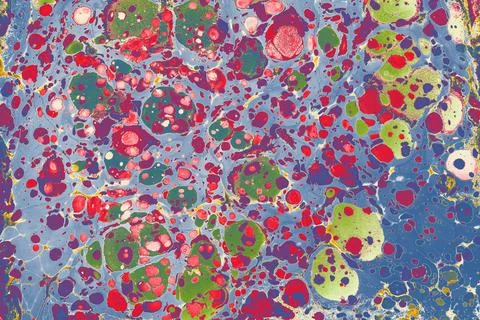 Abstract background with colorful paint splash patterns and swirly textures Stock Illustration