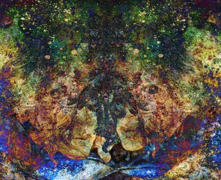 Abstract background with colorful pattern and a hint of face Stock Illustration