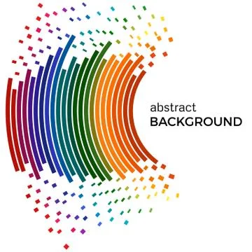 Abstract background with colorful rainbow lines and flying pieces Illustrazione stock