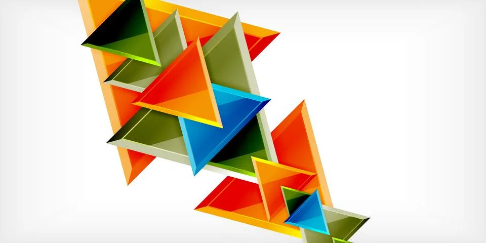 Abstract background - colorful triangles with 3d effect. Vector Illustration For イラスト素材