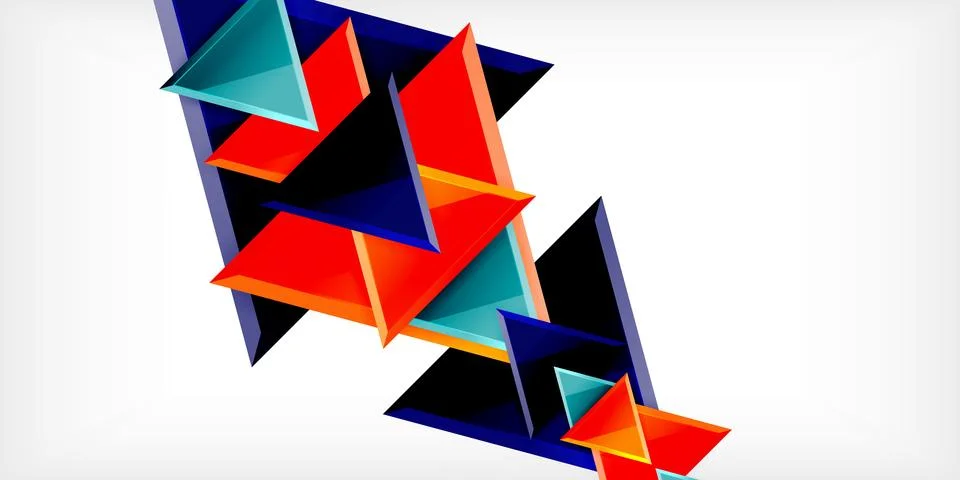 Abstract background - colorful triangles with 3d effect. Vector Illustration For 库存插图