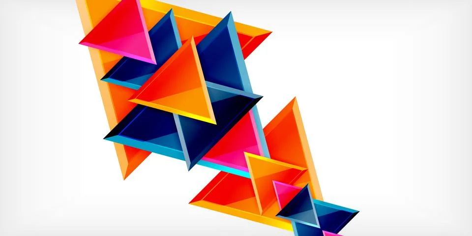 Abstract background - colorful triangles with 3d effect. Vector Illustration For イラスト素材
