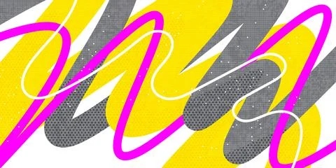 Abstract Background with Colorful Wavy Thick Lines and Texture Effect Stock Illustration