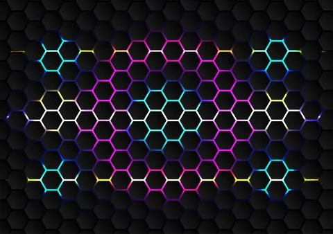 Abstract background with colourful hexagon led Stock Illustration