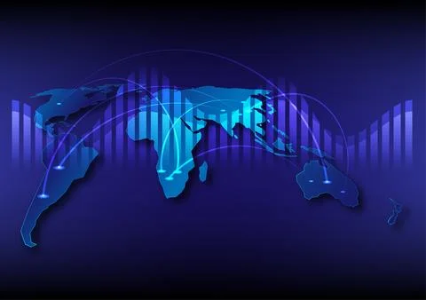 Abstract background with communication network world map Illustrazione stock
