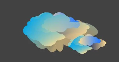 Abstract background composed of blue paper clouds over black vector illustr.. Illustrazione stock
