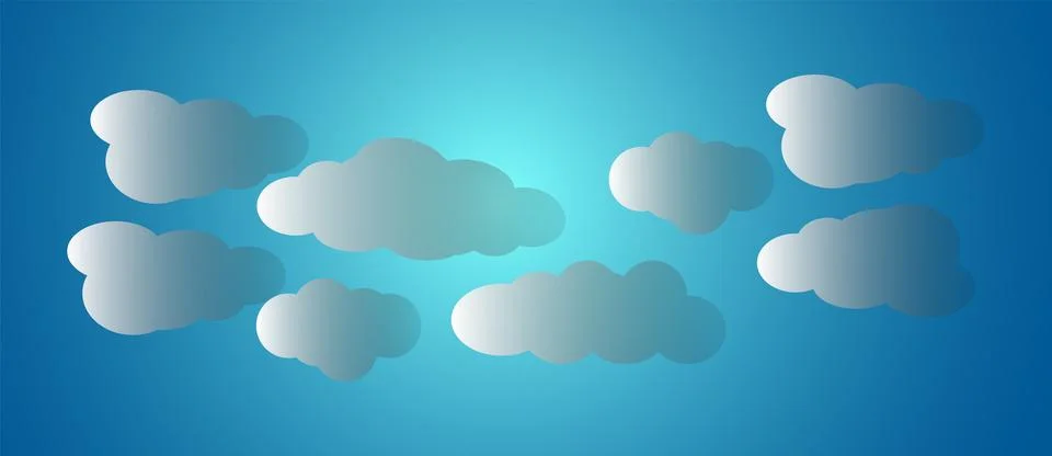 Abstract background composed of white paper clouds over light blue. vector .. Stock Illustration