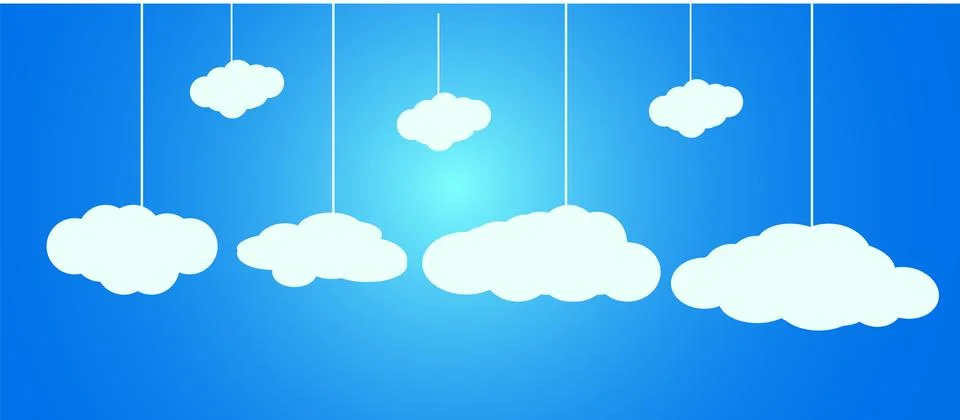 Abstract background composed of white paper clouds over light blue. vector .. Stock Illustration
