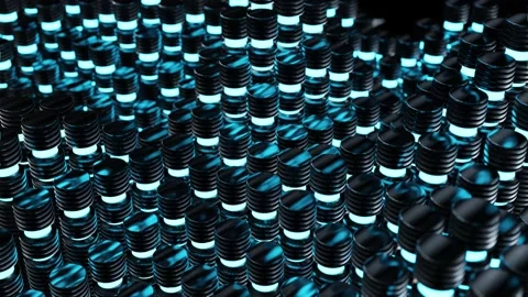 Abstract background composition with glowing tubes cylinders in perspective Stock Footage 139045865