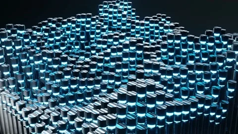 Abstract background composition with glowing tubes cylinders in perspective Stock Footage 139445484