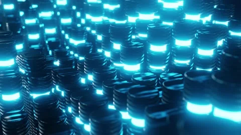 Abstract background composition with glowing tubes cylinders in perspective Stock Footage 139940523