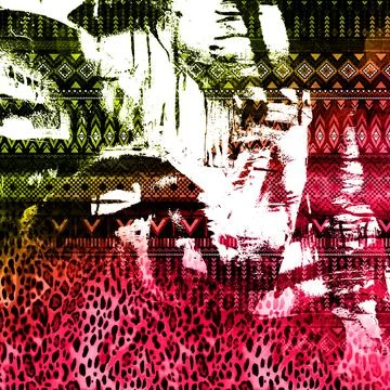 Abstract background composition, with paint strokes and splashes Stock Illustration