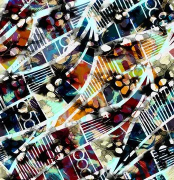 Abstract background composition, with paint strokes and splashes Stock Illustration