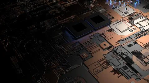 Abstract background on a computer theme. 3d render on artificial intelligence Stock Photos