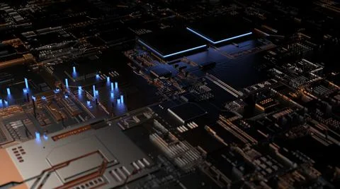 Abstract background on a computer theme. 3d render on artificial intelligence Stock Photos