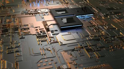 Abstract background on a computer theme. 3d render on artificial intelligence Stock Photos