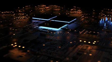 Abstract background on a computer theme in red backlight. 3d render on artifi Stock Photos