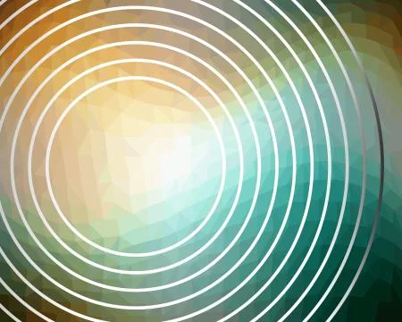 Abstract background with concentric circles on triangle mosaic area Illustrazione stock