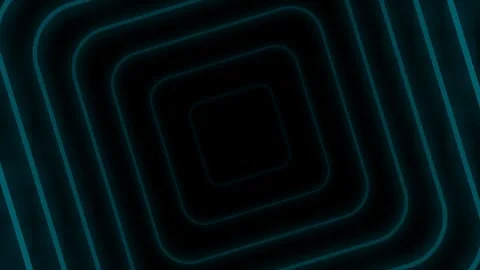 Abstract background with concentric neon blue square lines in darkness Stock-Footage 336263194