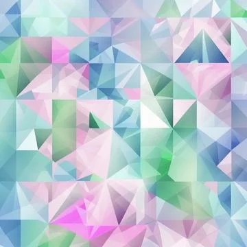 Abstract background consisting of pastel pink, green, blue triangles Stock Illustration