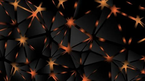 Abstract background, cracked black triangle shape with orange light Stock Illustration