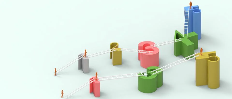 Abstract Background. Creative idea and Business concept. Ladder of different Stock Illustration