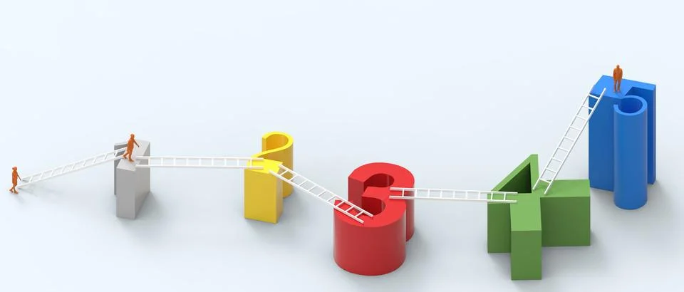 Abstract Background. Creative idea and Business concept for steps to business Stock Illustration