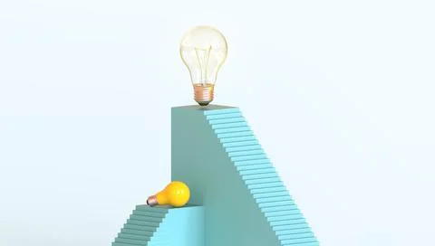 Abstract Background Creative idea inspiration Success. Minimal Bulb Stair Modern Stock Illustration