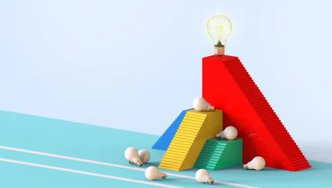 Abstract Background Creative idea inspiration Progress. Stair Play and Bulb Illustration