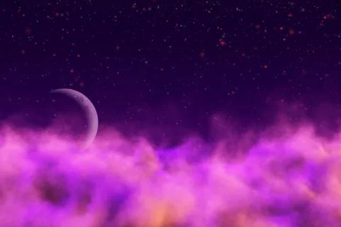 Abstract background creative illustration of cosmic heaven with moon with Ilustração Stock