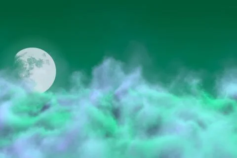 Abstract background creative illustration of gothic clouds with moon concept Stock Illustration