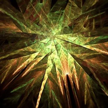 Abstract Background Crystal Pattern in Green and Yellow Фото