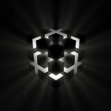 Abstract background of cube shape with flare lighting. 3D rendering. Illustrazione stock