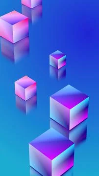 Abstract background with cubes. 3D shape backdrop. - vertical Illustrazione stock