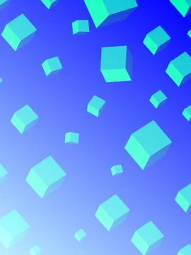 Abstract background with cubes in blue colors. Vertical template for poster,  Stock Illustration