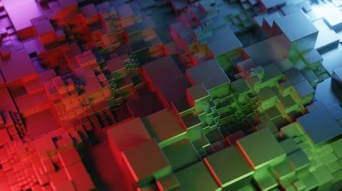 Abstract background from cubes in different colors. 3d render. Illustrazione stock