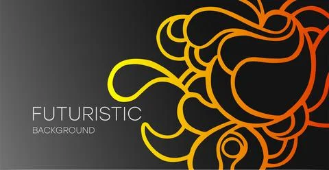 Abstract background of curls. Orange neon curls on a gradient dark background Stock Illustration
