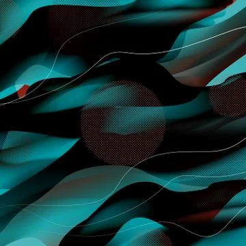 Abstract background of curved lines in dark blue colors Stock Illustration