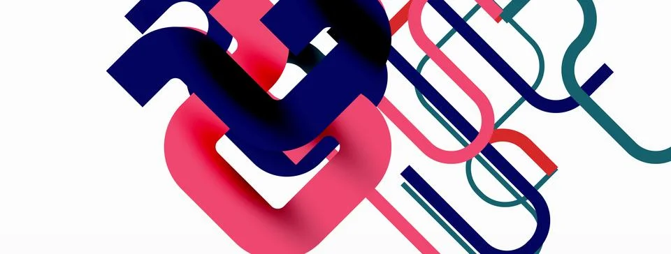 Abstract background curvy lines, minimal geometric design template Stock Illustration