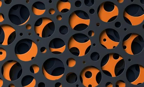 Abstract background with cut out circles of different sizes in paper cut style Stock Illustration