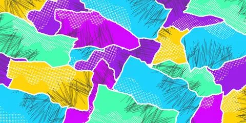 Abstract background with cut out notebook shapes. Torn grainy colored paper.. Stock Illustration