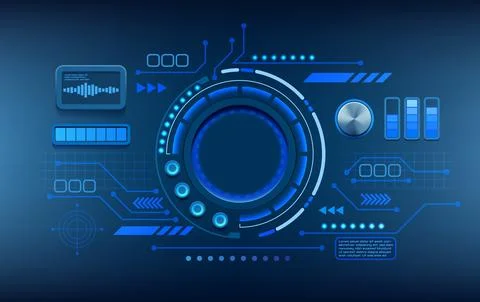 Abstract background. Cyber dashboard. Radar infographic. Blue circle graphics Stock Illustration