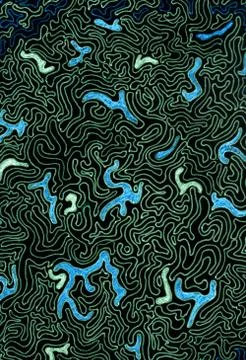 Abstract background. Dark colours with neon elements. Psychedelic pattern design Stock Illustration