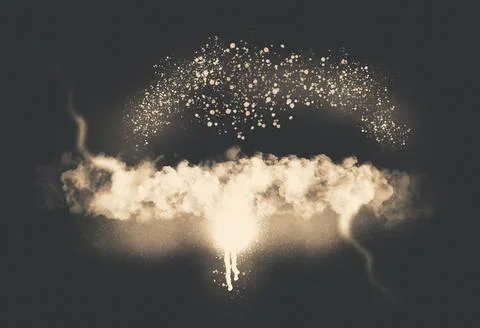 Abstract background - dark darkness, cloud, floating grain and radiant bright イラスト素材